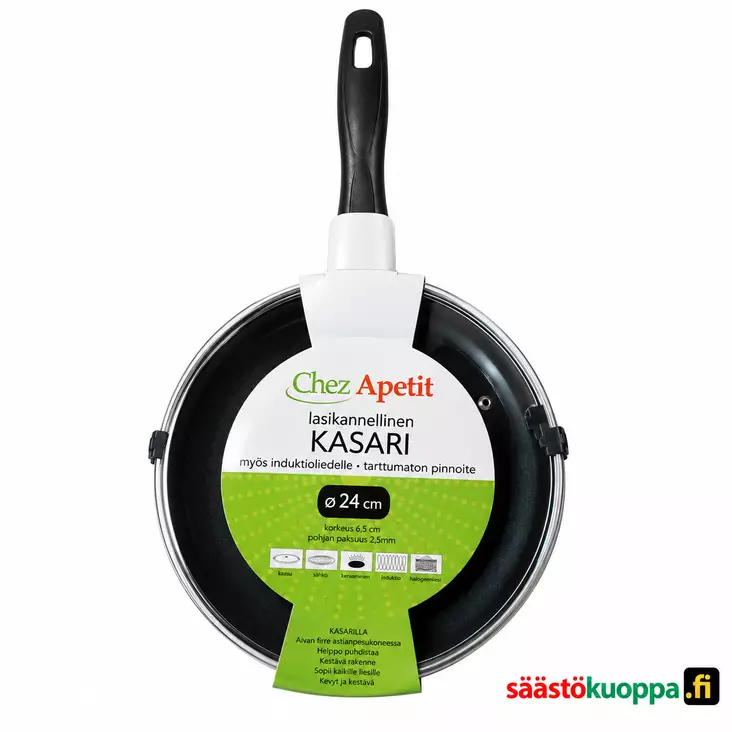 Paistokasari lasikannella 24cm - Kattilat,kasarit ja padat - 6438159020930 - 1