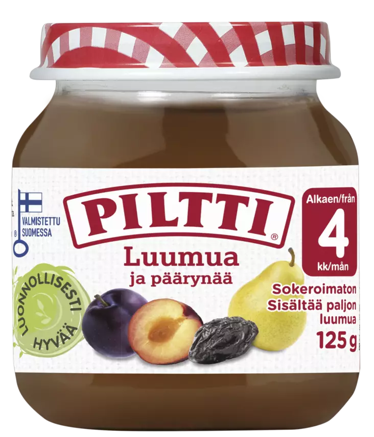 Piltti Luumu ja päärynä hedelmäsose 4kk - Lasten ruoka ja juoma - 8445290577290 - 1