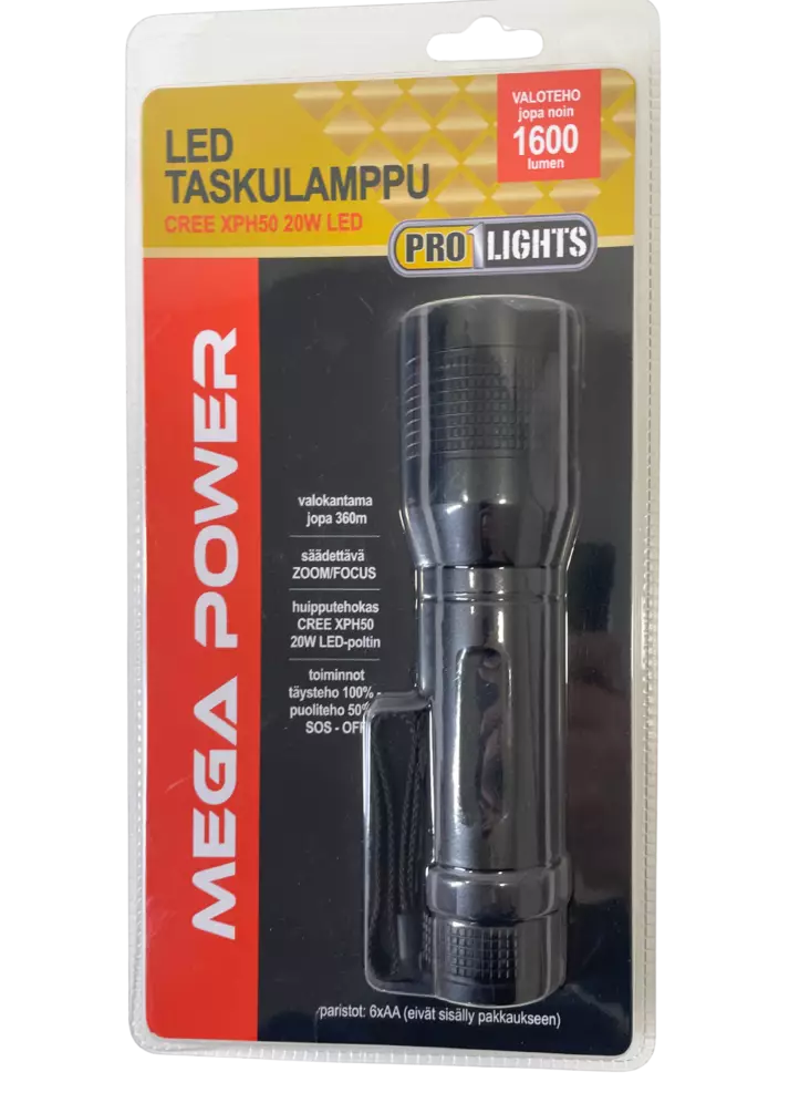 Pro1 Lights Mega Power LED Taskulamppu 1600lm - Taskulamput - 6438159071550 - 1