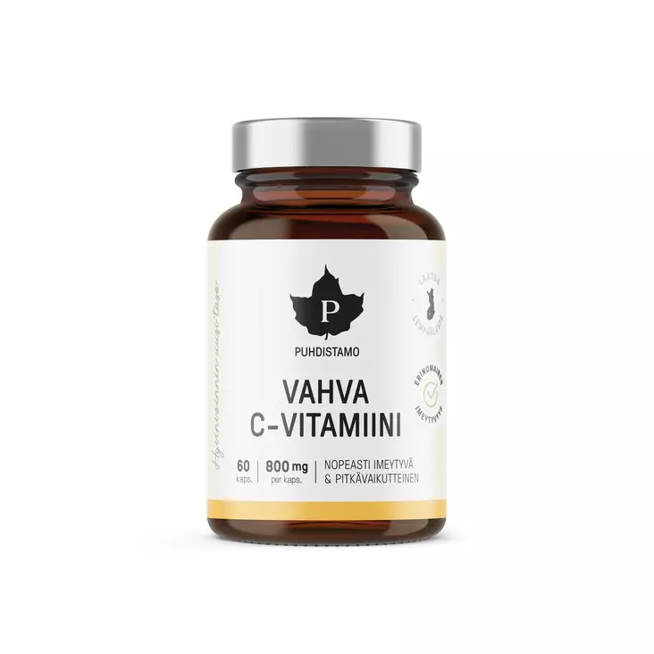Puhdistamo Vahva C-vitamiini 800mg 60kap - Urheiluravinteet ja -valmisteet - 6430039223530 - 1