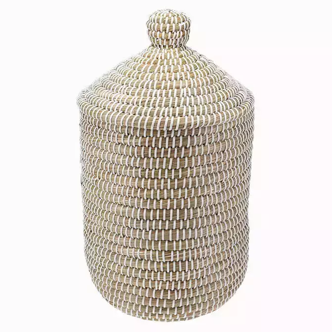 Pyöreä punoskori kannella pieni - Pienkalusteet - 8721037334280 - 1