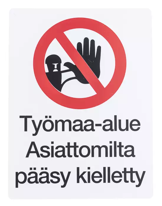 Safemate varoitusmerkki työmaa-alue, 30 x 40 cm - Kyltit, opasteet ja numerot - 6430050628260 - 1