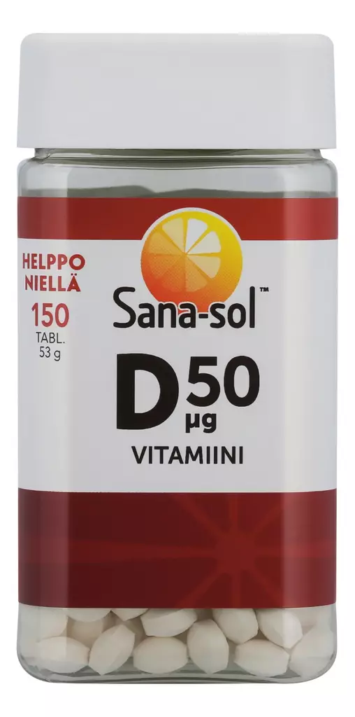 Sana-Sol D-vitamiini 50 µg 150 tabl. - Vitamiinit ja mineraalit - 5702071381280 - 1