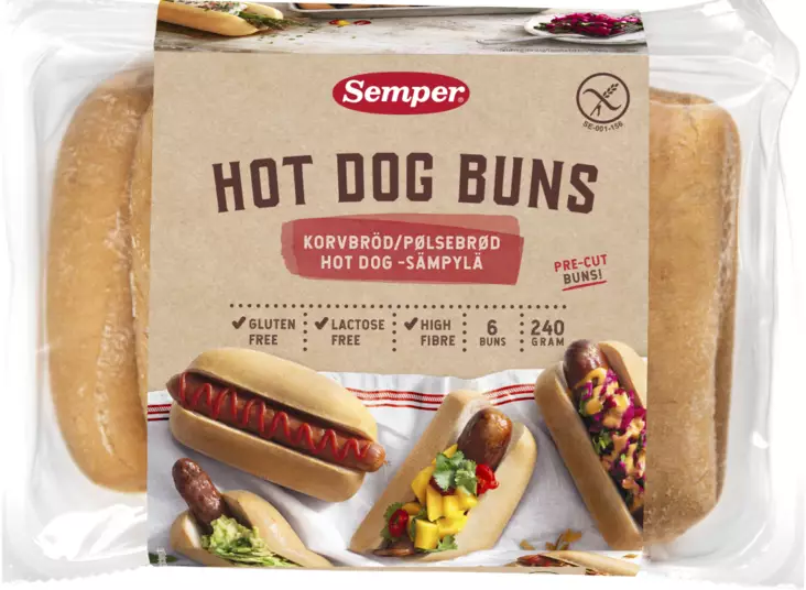 Semper Hot Dog Sämpylät 240g gluteeniton - Muut leivät - 7310100594280 - 1