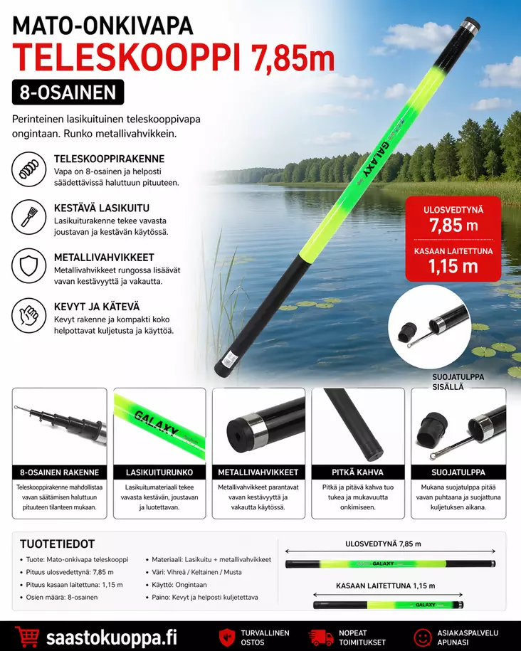 Teleskooppi onkivapa 7,85m - Onkiminen - 6438159096980 - 1