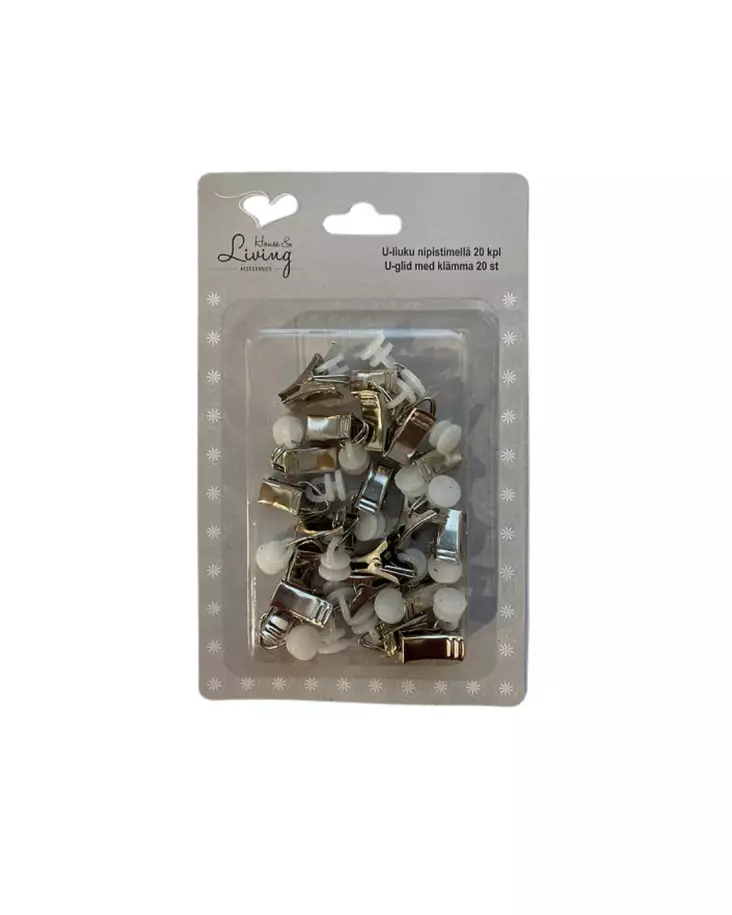 U-liuku nipistimellä 20kpl - Verhotarvikkeet - 6438159305310 - 1