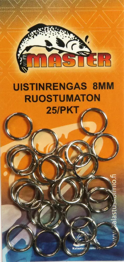 Uistinrengas master 8mm ruostumaton 25kpl - Perukkeet, lukot, koukut ja painot - 6416473140480 - 1