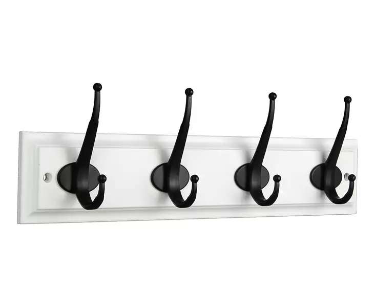 Vaatenaulakko Freda valkoinen/musta, 4 koukkua - Koukut ja naulakot - 6414675140970 - 1