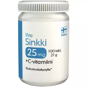 Vire Sinkki 25 mg + C-vitamiini 100 tabl - Vitamiinit ja mineraalit - 6430067845070 - 1