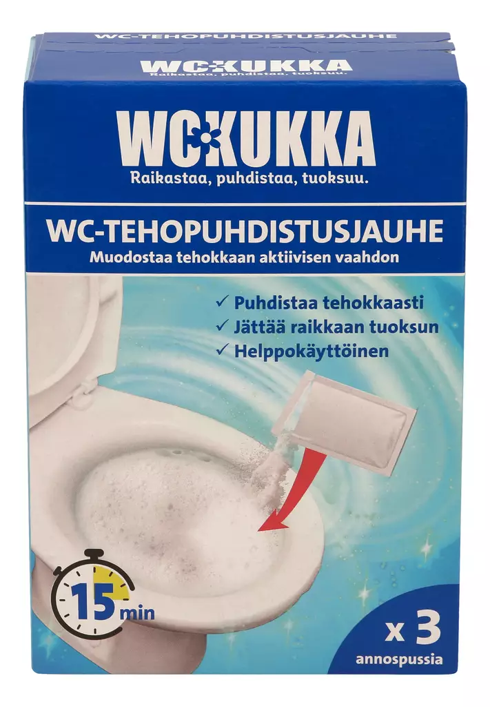 WC Kukka WC-Tehopuhdistusjauhe 3x100g - Kodin pesuaineet - 6412203102650 - 1
