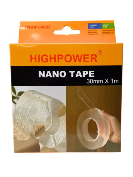 Kaksipuolinen nanoteippi 30mm x 1m - Rakennusliimat - 6438159892681 - 1