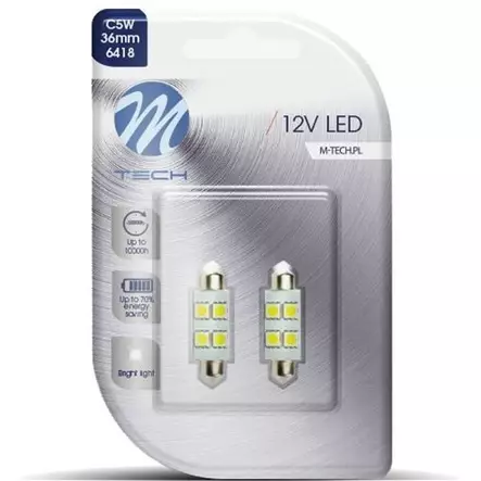 M- Tech 12V C5-10W valkoinen SV8.5-8 36mm 2kpl - Led ajovalot ja polttimot - 5901508510921 - 1