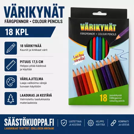 PUUVÄRIKYNÄT 18KPL - Lomake ja lehtilaatikot - 6438159022781 - 1