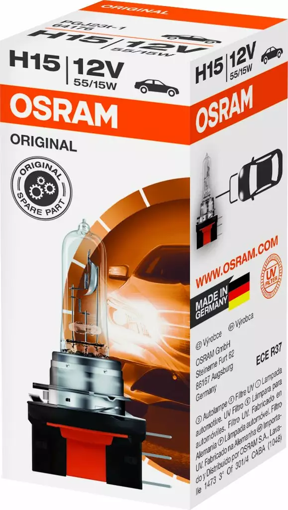 Osram H15 12V 55/15W - Halogen ajovalot ja polttimot - 4008321218391 - 1