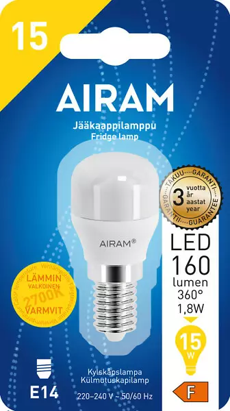 Airam Led-Jääkaappilamppu E14 T26 - Led-lamput - 6435200284761 - 1