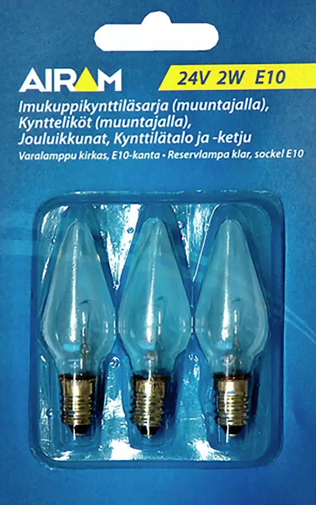 Airam varalamppu 2W 24V E10 3kpl - Jouluvalot - 6435200121721 - 1