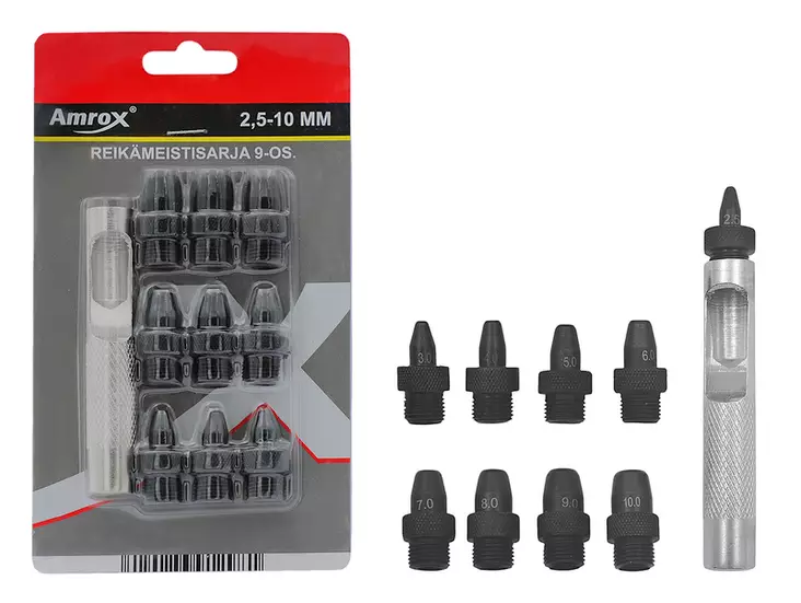 Ampro reikämeistisarja 2.5-10mm 9-os - Tuurnat,puikot ja meistit - 6420286912981 - 1