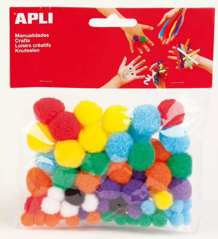 Apli pompom värilajitelma 78kpl - Askartelupallot ja tikut - 8410782130611 - 1