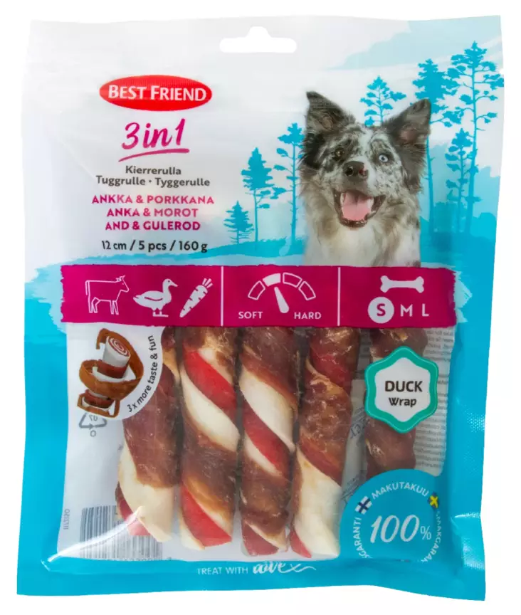 BF 3in1kierrerulla ankka&porkkana 12cm 5 - Koiran luut - 5700551172151 - 1