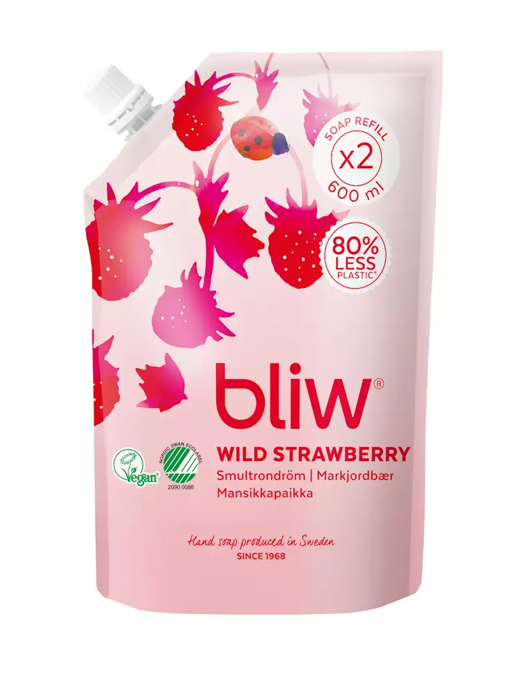 Bliw Mansikkapaikka täyttöpussi 600ml - Nestesaippuat - 7310610018061 - 1