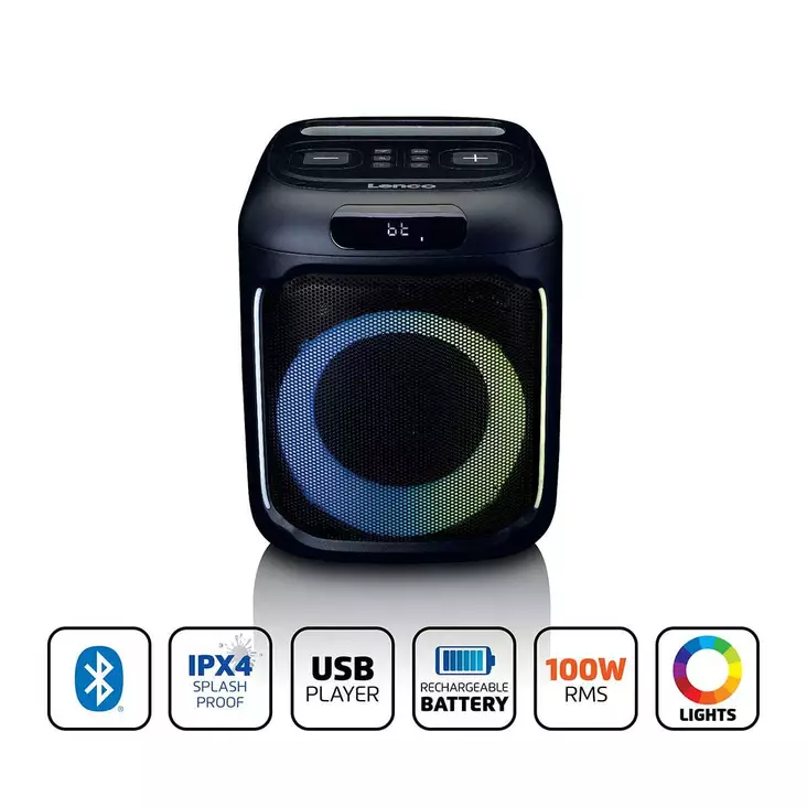 Bluetooth kaiutin lenco party speaker musta 100w - Bluetooth kaiuttimet - 8711902085171 - 1
