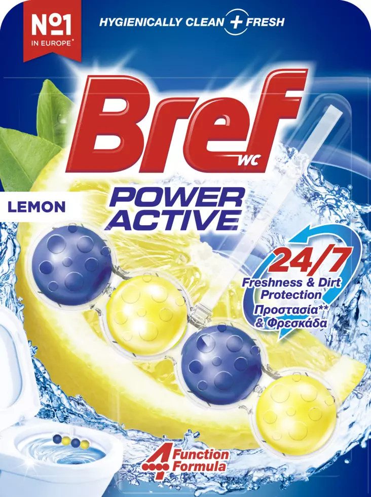 Bref Power Active wc-raikastin Lemon 50g - Ilmanraikastimet ja wc-raikastimet - 8410436151061 - 1