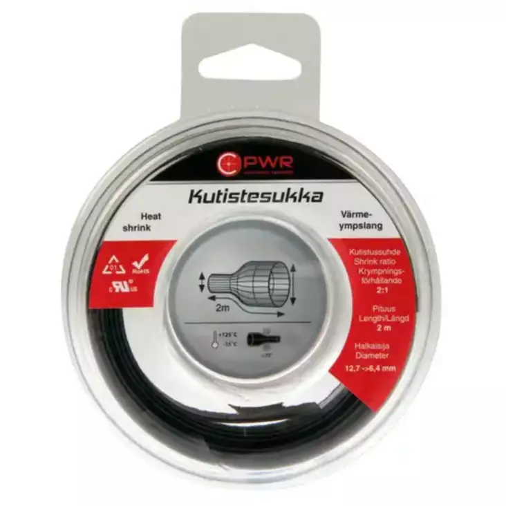 C-PWR kutistesukka 12,7-6,4MM MUSTA 2M - Autosähkö asennustarvikkeet - 6438255924651 - 1