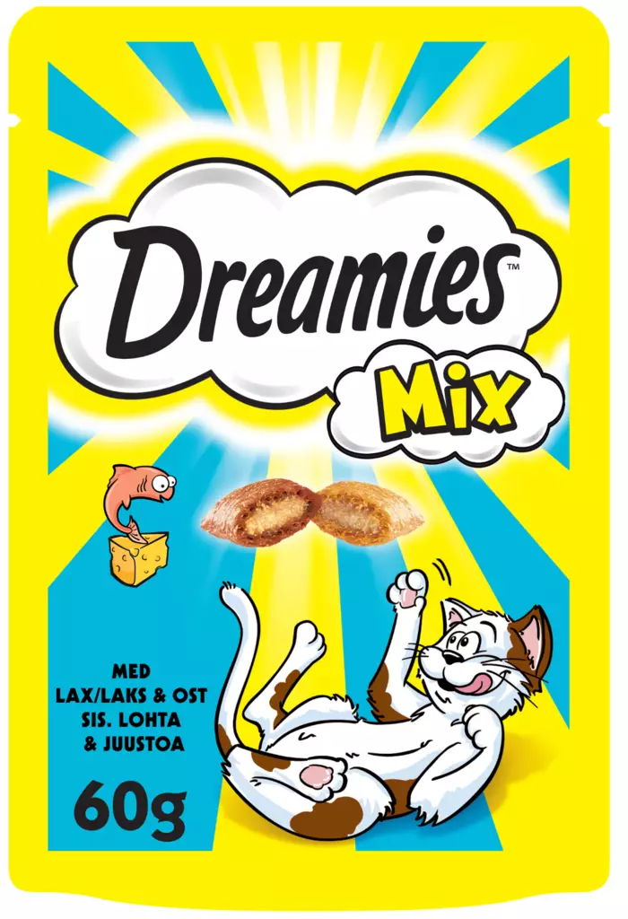 Dreamies Mix Lohi ja Juusto 60g - Kissan herkut - 5998749123621 - 1