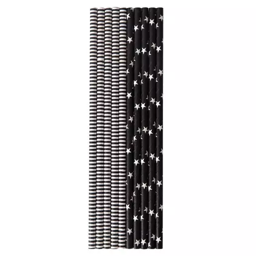 Duni paperipilli mustavalkoinen 20cm - Pillit ja cocktailtikut - 7321011929511 - 1