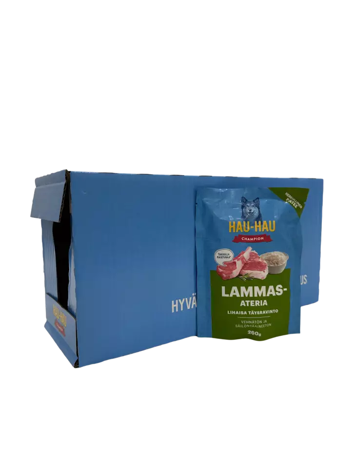 Hau-Hau Champion lammasateria 12x260 g - Koiran märkäruoat - 6430062465914-1 - 1