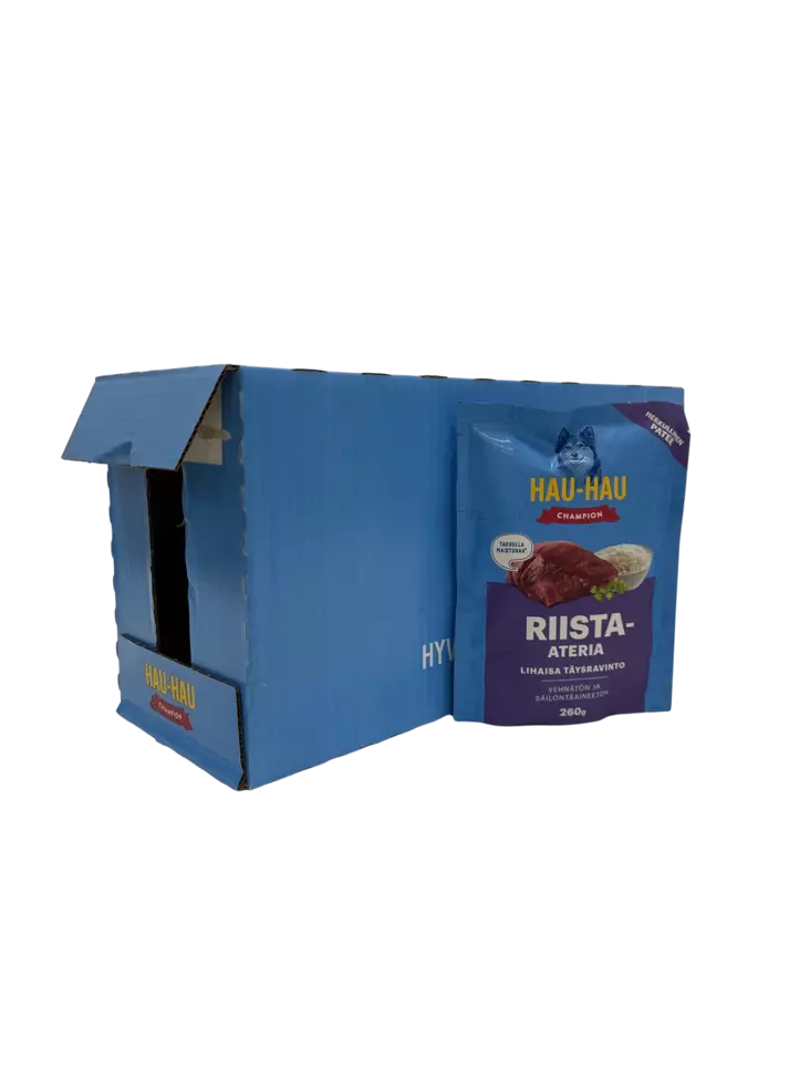 Hau-Hau Champion Riista-ateria 12x260g annospussi - Koiran märkäruoat - 6430076891693-1 - 1