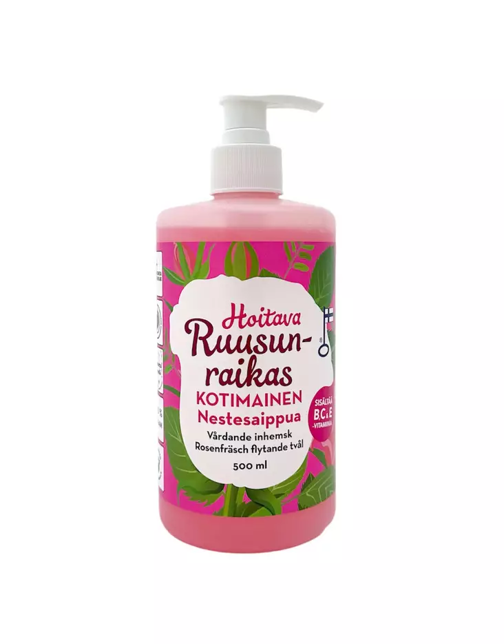 Hoitava Nestesaippua 500ml ruusu - Nestesaippuat - 6417037103941 - 1