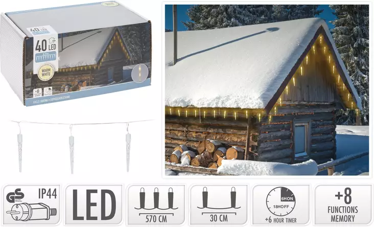 Jääpuikko led-valosarja 40led - Jouluvalot - 8719987651281 - 1