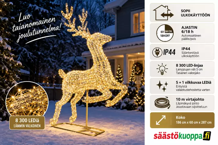 Jouluporo 287cm led kulta - Jouluvalot - 8721461147531 - 1