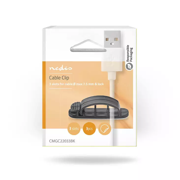 Kaapeli klipsi 3-os 3kpl musta - Kiinnikkeet ja nippusiteet - 5412810335121 - 1