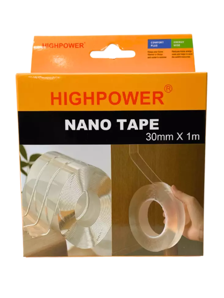 Kaksipuolinen nanoteippi 30mm x 1m - Rakennusliimat - 6438159892681 - 1