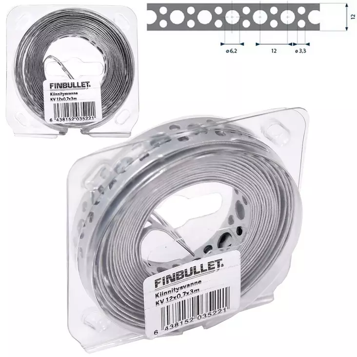 Kiinnitysvanne 12 x 0,7 x 3m ø6,2 mm - Autotarvikkeet - 6438152035221 - 1