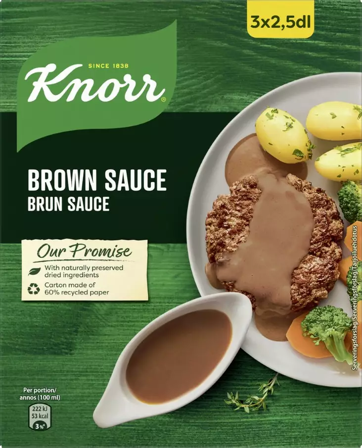 Knorr Ruskeakastike 3x50g - Kuivaruoka-aineet, keitot ja kastikkeet - 8710604729291 - 1
