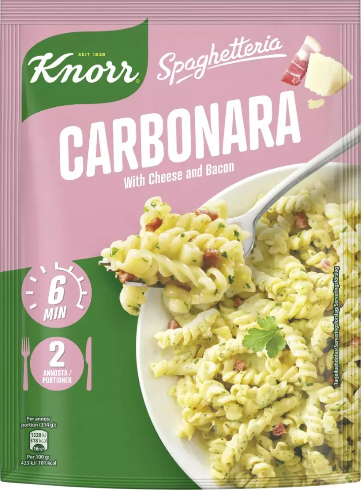 Knorr Spaghetteria carbonara 154g - Kuivaruoka-aineet, keitot ja kastikkeet - 8720182406651 - 1