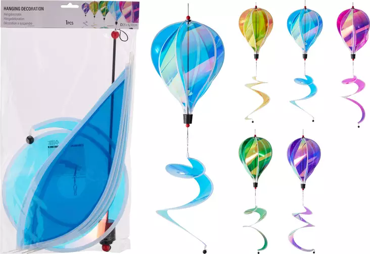 Kuumailmapallo tuulimylly 110cm - Pihakoristeet - 8721037896191 - 1