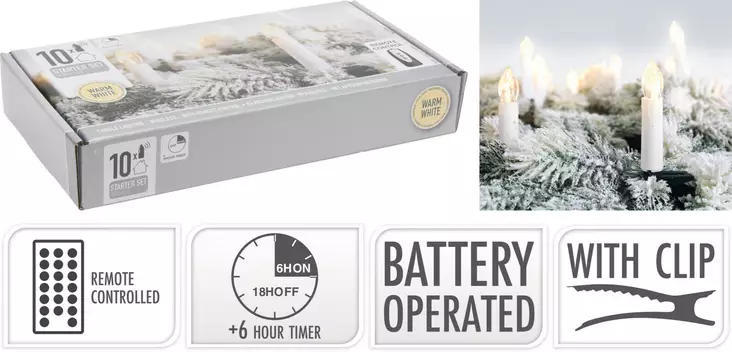 Kuusenkynttiläsarja 10kpl ajastimella - Jouluvalot - 8719987673351 - 1
