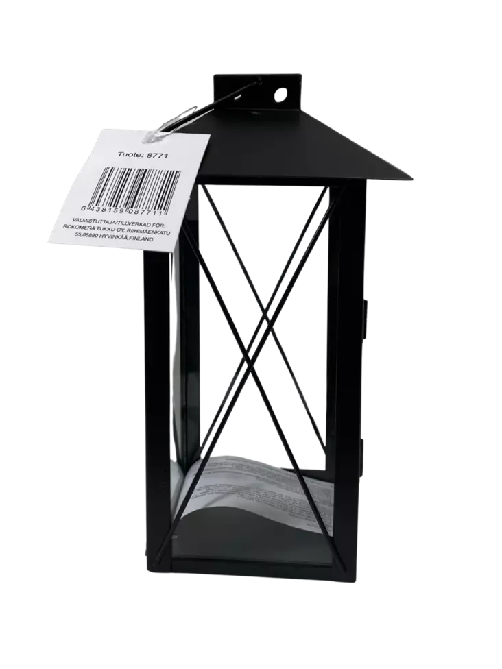 Kynttilälyhty metallia 14X14X24cm - Ulko- ja sisälyhdyt - 6438159087711 - 1