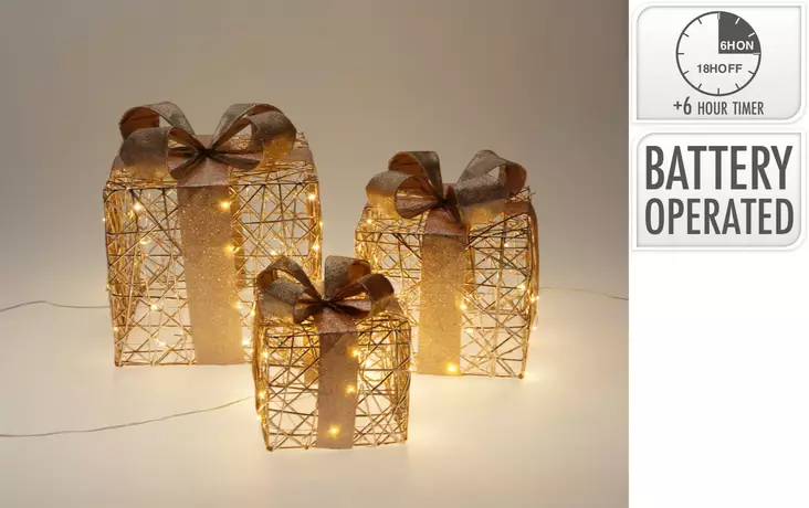Lahjapaketti jouluvalo setti champagne - Jouluvalot - 8721037795371 - 1