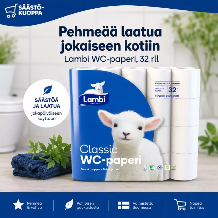 Serla Lambi WC-paperi 32rl valkoinen - WC-paperit - 6414301075621 - 2