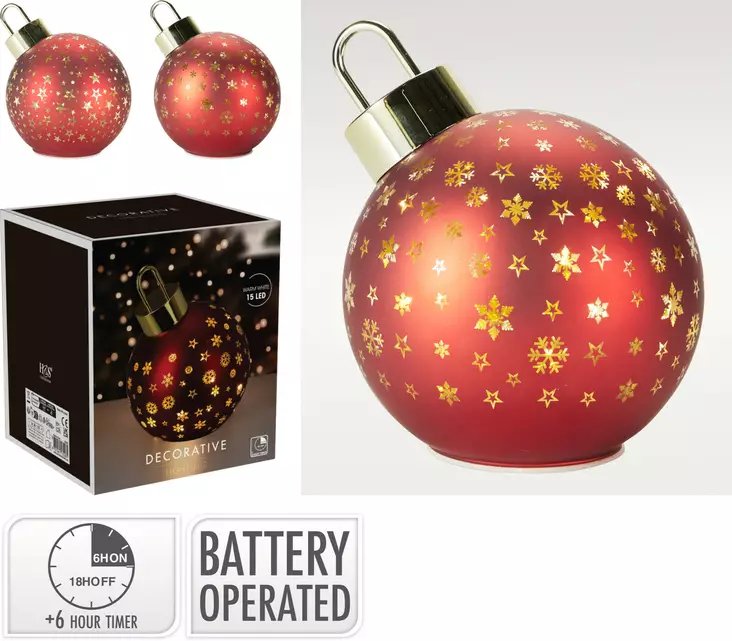 Led-joulupallo punainen 15cm - Jouluvalot - 8721461172281 - 1