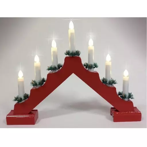 Led kynttelikkö puinen punainen - Jouluvalot - 6438159119801 - 1