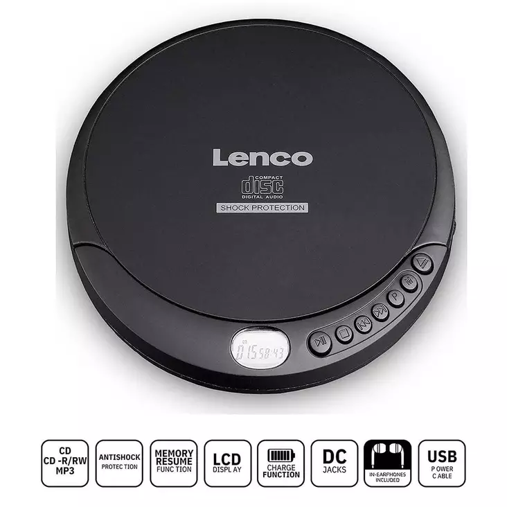 Lenco cd-200 musta kannettava cd-soitin - Radiot, soittimet ja radiopuhelimet - 8711902039921 - 1