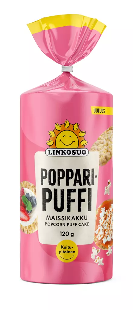 Linkosuo Popparipuffi mansikka 120g - Maissi-, kaura-, ja riisikakut - 6420400009221 - 1