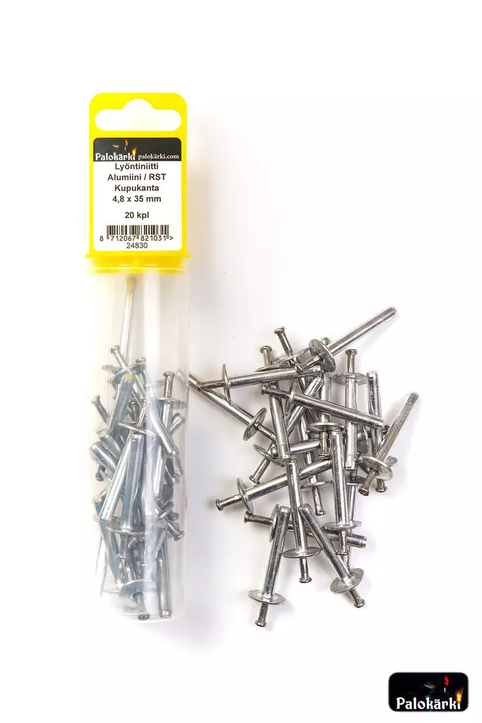 Lyöntiniitti alumiini/RST kupukanta 4,8x35mm 20kpl - Niitit ja hakaset - 8712067821031 - 1