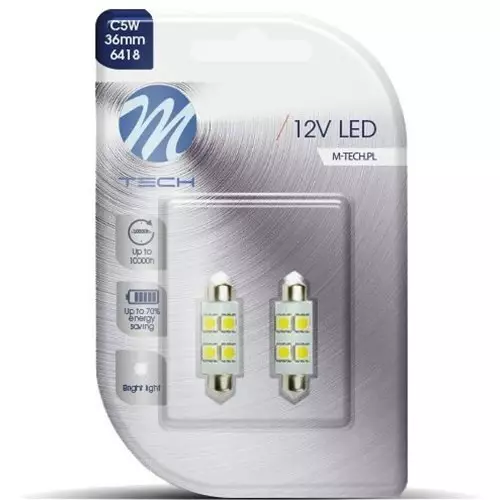 M- Tech 12V C5-10W valkoinen SV8.5-8 36mm 2kpl - Led ajovalot ja polttimot - 5901508510921 - 1